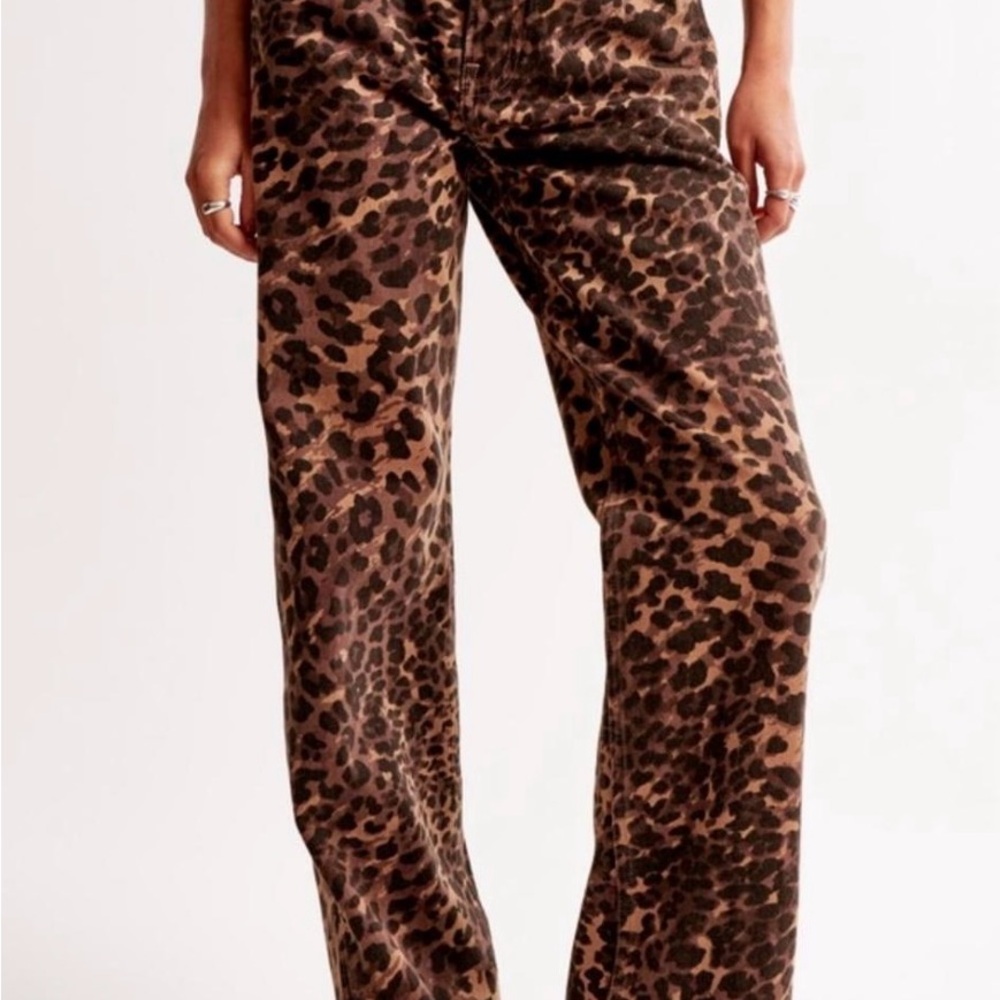 Leopard Print Wide-Leg Pants - Brown